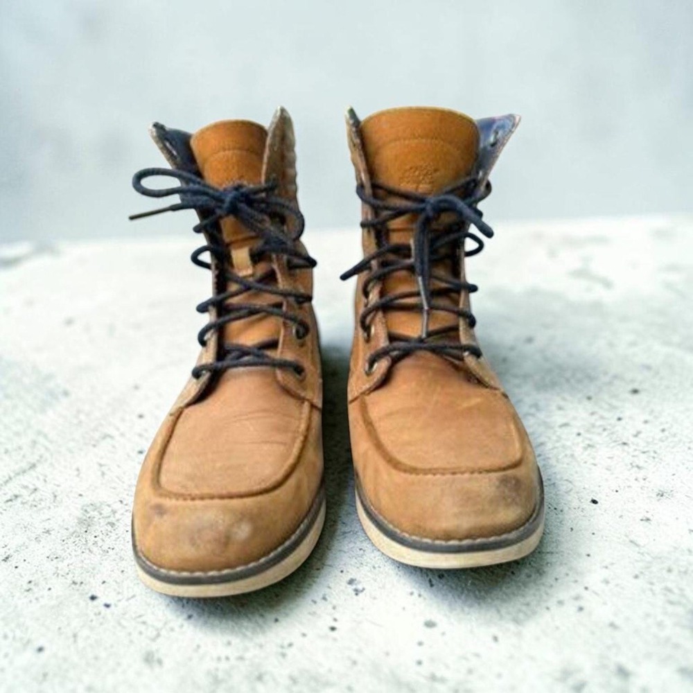 Timberland Courmayeur Valley Wheat Nubuck Leather Moc Toe Lace Up Boots A12NW